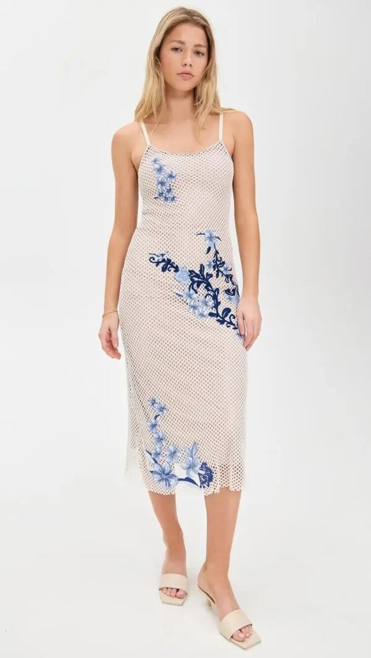 Agua Bendita Adelaida Tales Floral Mesh Midi Dress NWT Size Medium